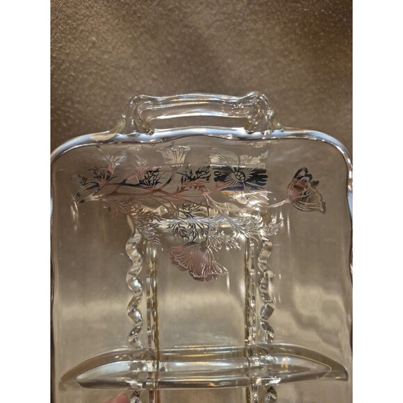 Viking Glass Princess Poppy Sterling Overlay 2 Part Divided Dish Silver City - Picture 5 of 13
